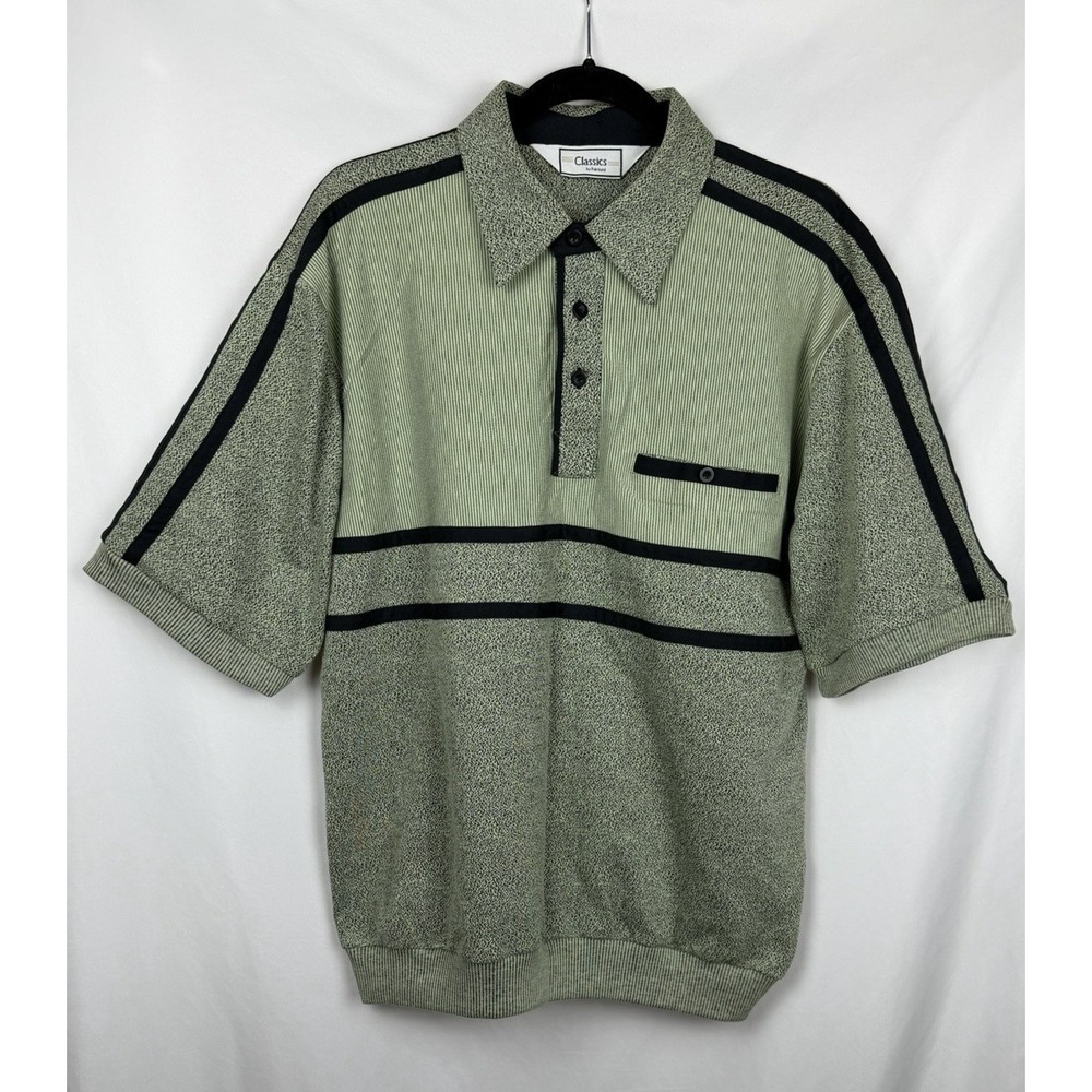 Vintage Classics by Palmland Golf Polo Shirt Men Medium Green 90s Grandpa Core